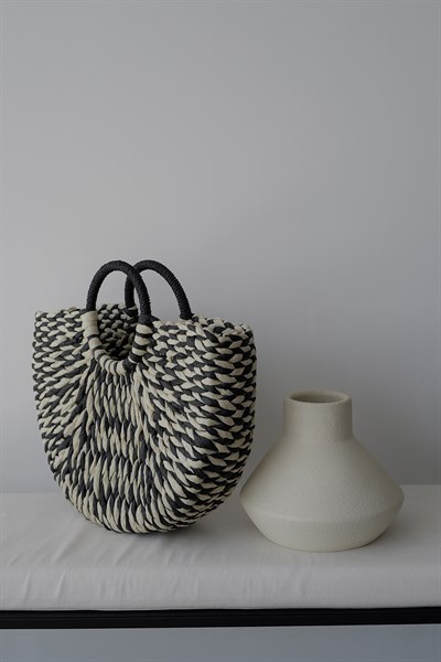 Yuvarlak Kulplu Hasır Çanta