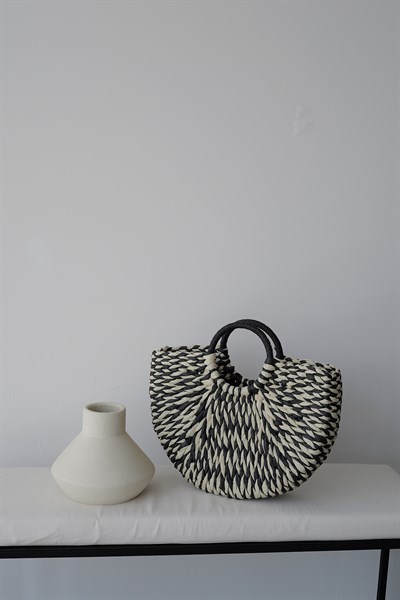 Yuvarlak Kulplu Hasır Çanta