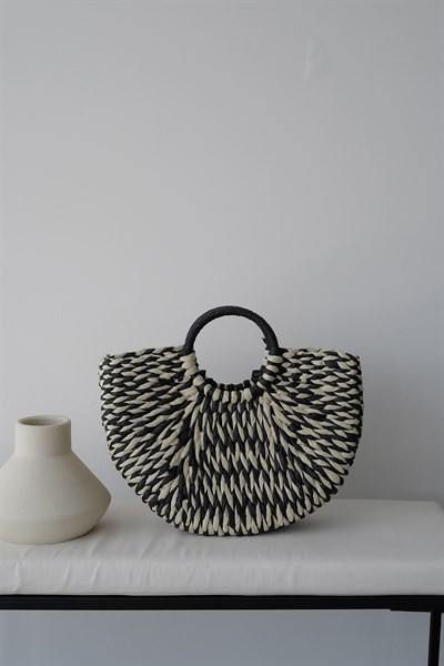 Yuvarlak Kulplu Hasır Çanta