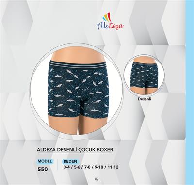 Aldeza Desenli Çocuk Boxer 12'li Paket (1 Düzine) 550