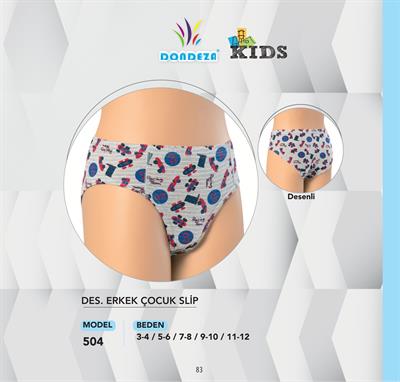 Dondeza Kids Erkek Çocuk Desenli Slip 12'li Paket (1 Düzine) 504