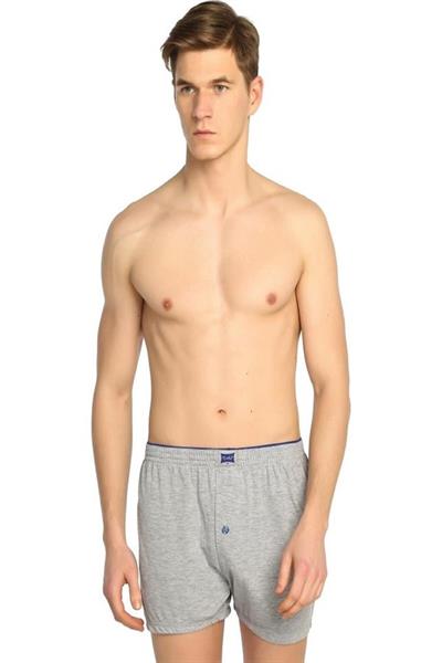Tutku Erkek Gri Renk Penye Düğmeli Boxer