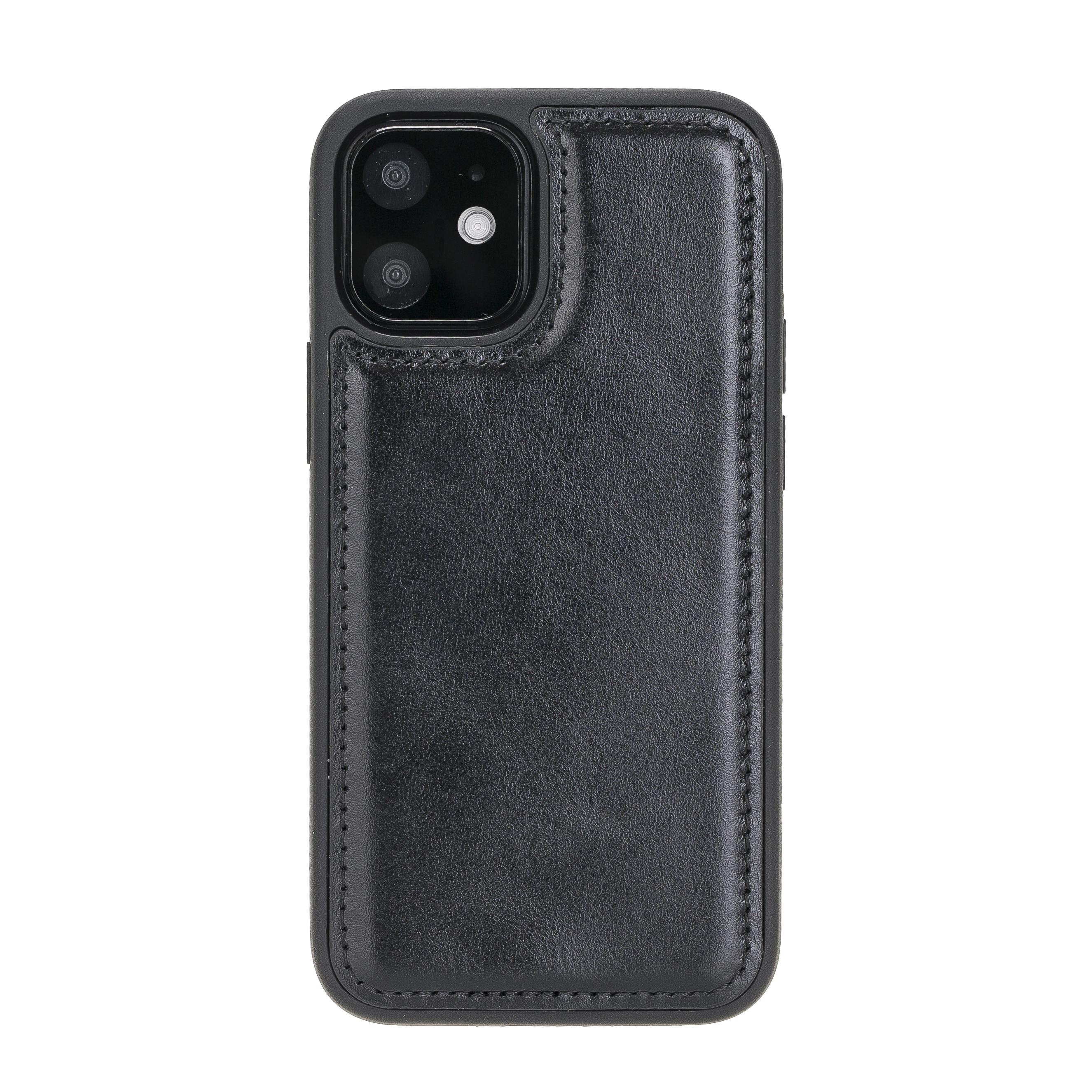 Apple iPhone 12 mini Uyumlu Deri Arka Kapak RST1 Siyah