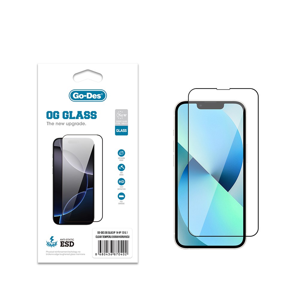 Apple iPhone 13 Go Des OG Glass Antistatik Temperli Cam Ekran Koruyucu