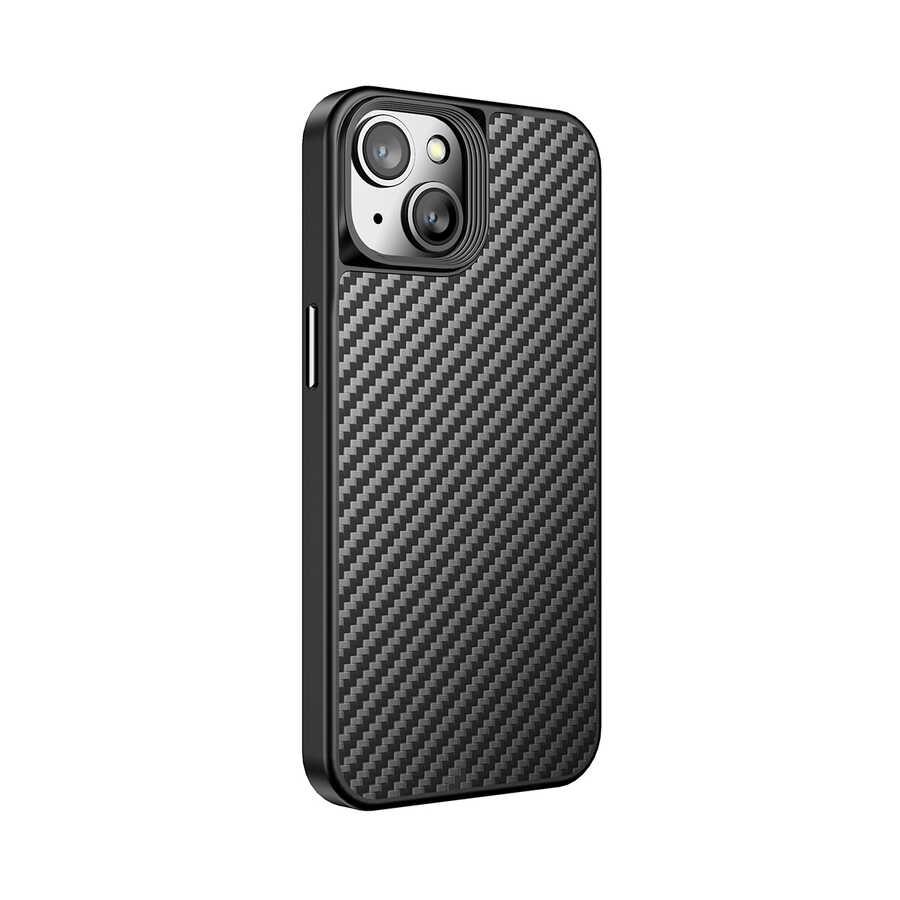 Apple iPhone 14 Kılıf Aramid Karbon Fiber M-safe Özellikli Wlons Radison Kapak