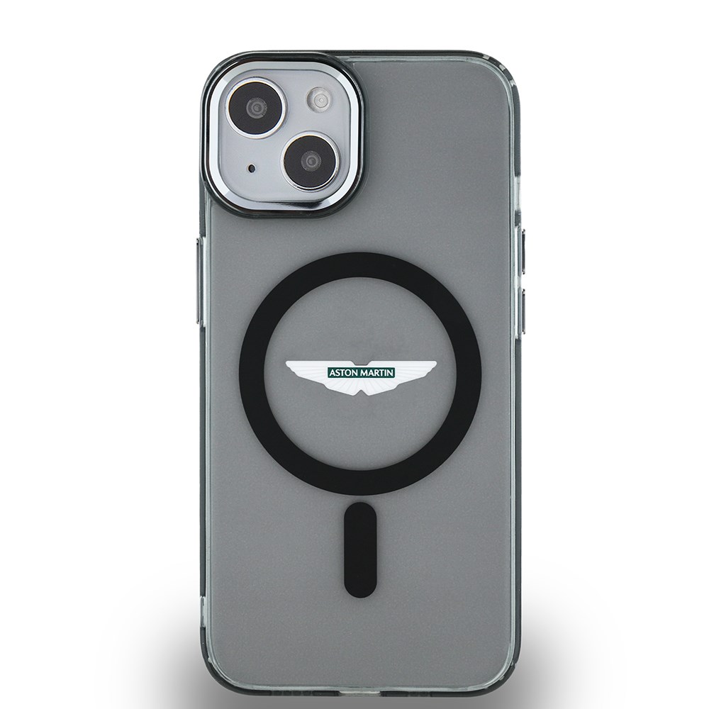 Apple iPhone 14 Kılıf Aston Martin Orjinal Lisanslı M-safe Şarj Özellikli IML Baskı Logolu Metal Düğmeli Kapak