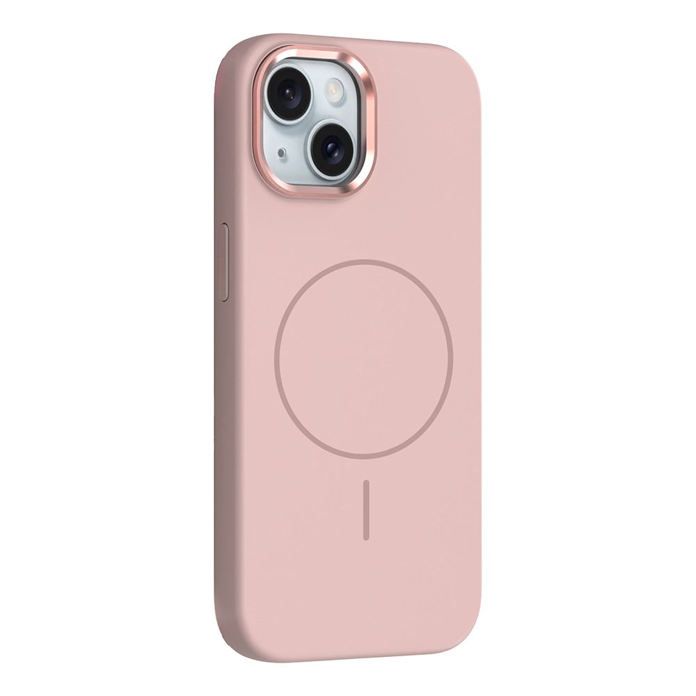 Apple iPhone 14 Kılıf M-Safe Şarj Özellikli Metal Kamera Çerçeveli Zore Edi Silikon Kapak