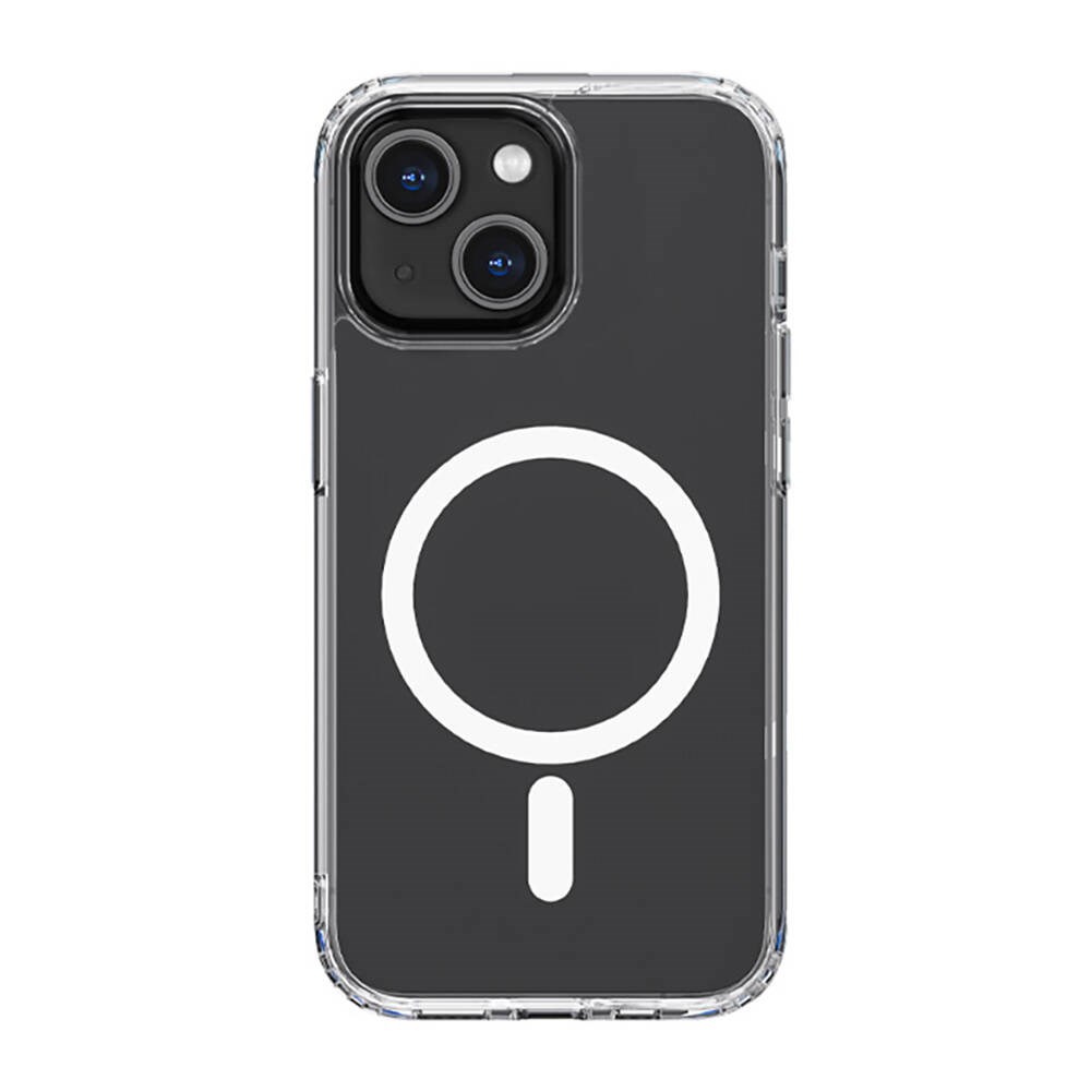 Apple iPhone 14 Plus Kılıf M-safe Şarj Özellikli Airbagli Şeffaf PC Arka Yüzey Recci Magnetik Suction Serisi Kapak