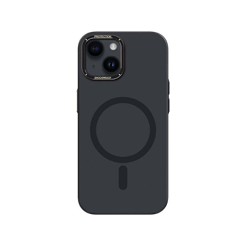 Apple iPhone 14 Plus Kılıf M-safe Şarj Özellikli Metal Kamera Çerçeveli Recci Glaze Serisi Kapak