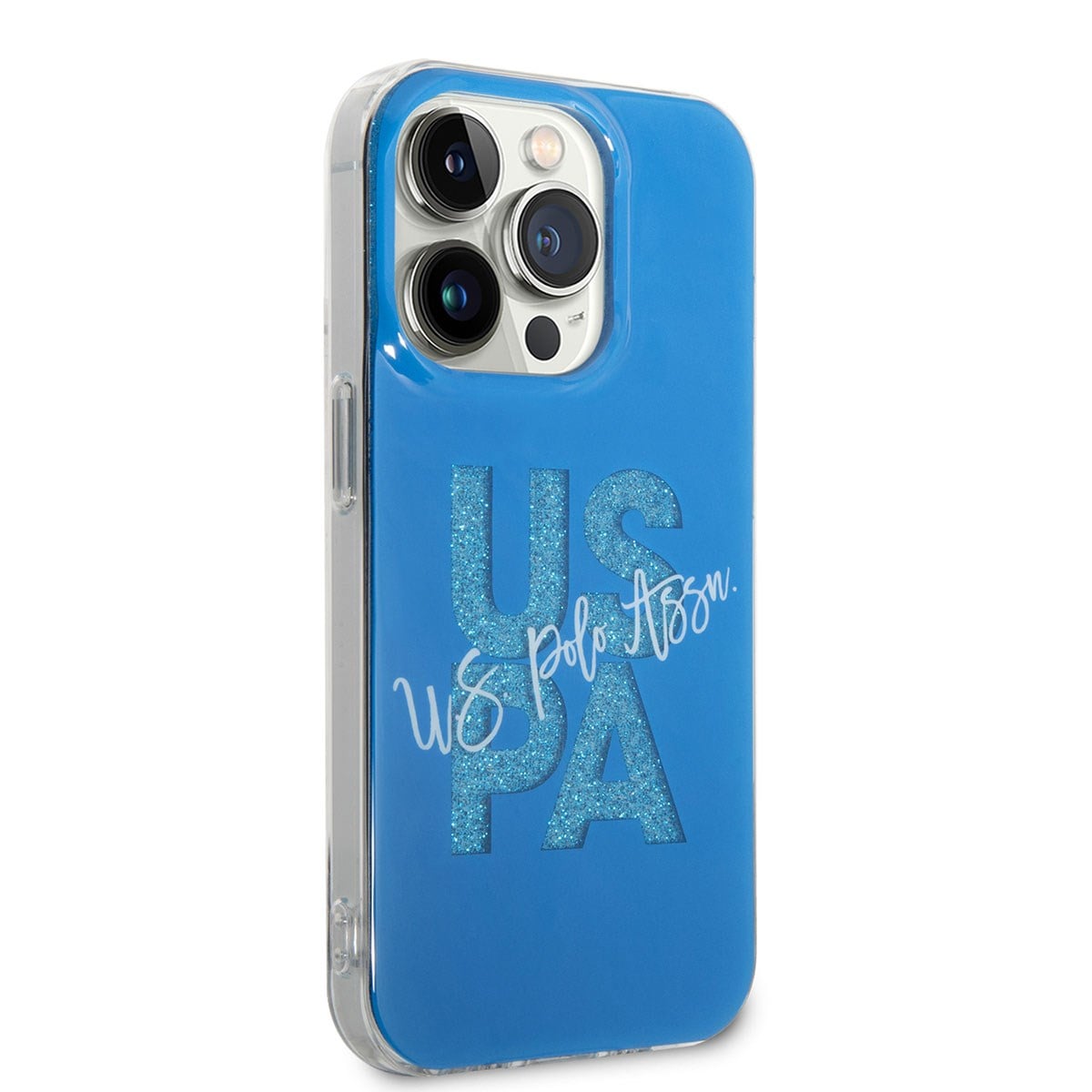 Apple iPhone 14 Pro Max Kılıf U.S. POLO ASSN. Simli Parlak Alfabe Tasarım Kapak