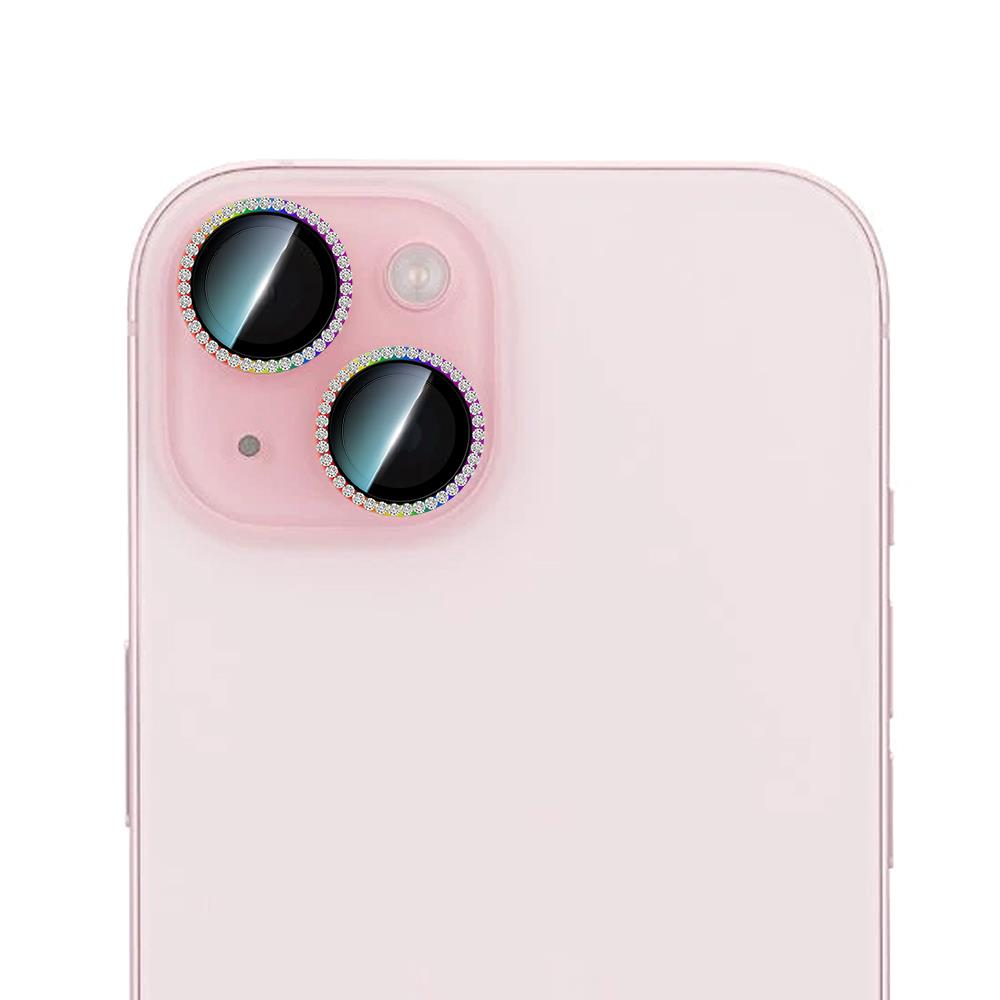 Apple iPhone 15 CaseWorld Alloy Sparkling Diamond Serisi Taşlı Lens Koruyucu