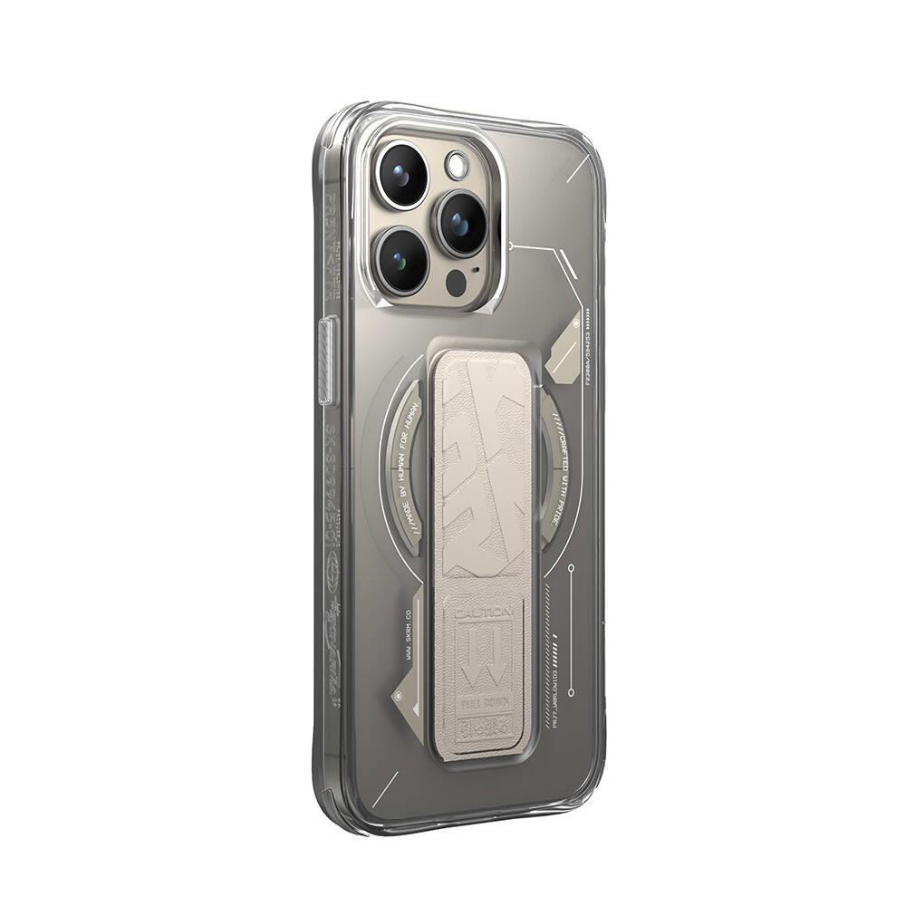 Apple iPhone 15 Pro Kılıf M-safe Şarj Özellikli Teknoloji Desenli Standlı Skinarma Helio Kapak