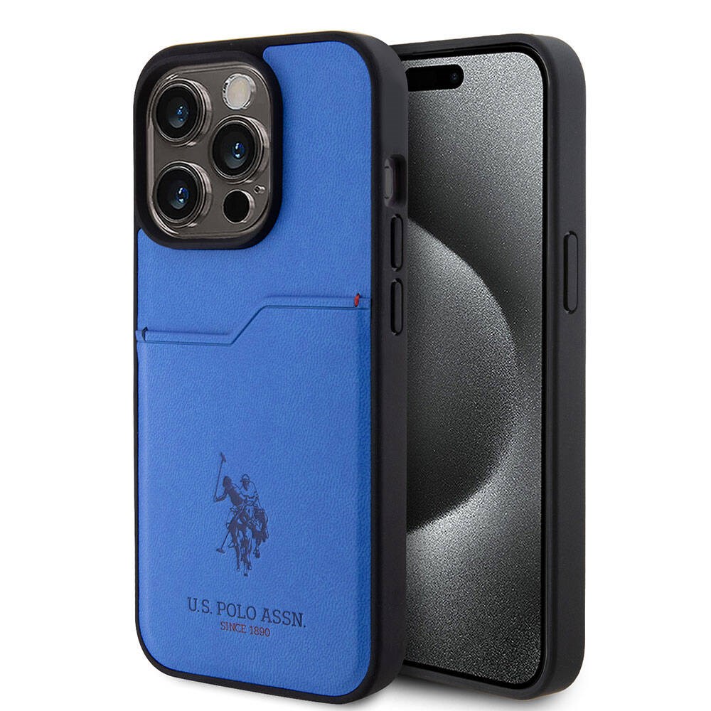 Apple iPhone 15 Pro Kılıf U.S. Polo Assn. Orjinal Lisanslı Baskı Logolu PU Kartlıklı Kapak