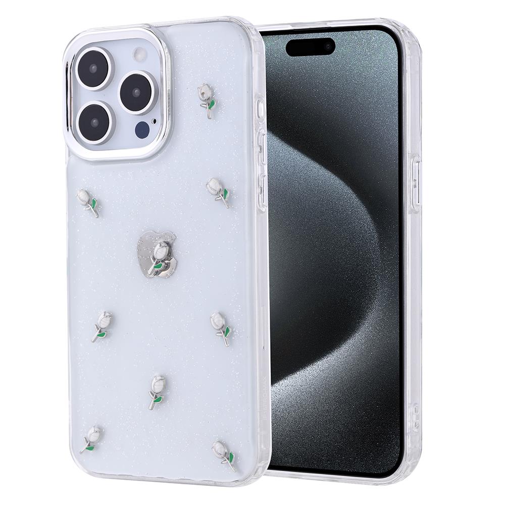 Apple iPhone 15 Pro Max Kılıf Airbag Tasarımlı Simli Şeffaf Zore Kutup Kapak