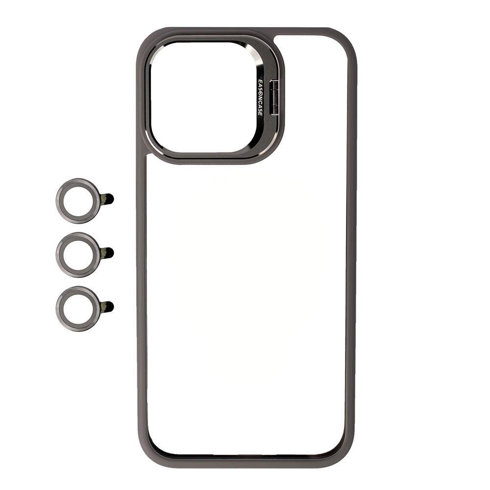Apple iPhone 15 Pro Max Kılıf Kamera Lens Korumalı Standlı Zore Klon Lensli Kapak
