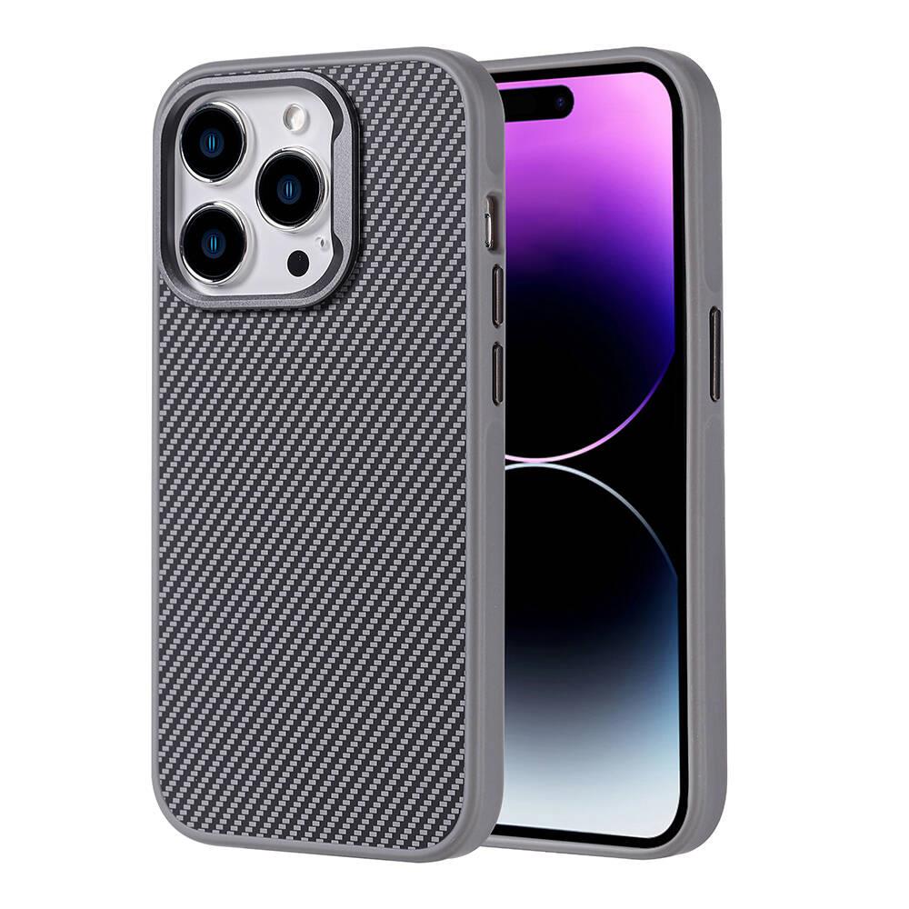 Apple iPhone 15 Pro Max Kılıf Karbon Fiber 600D Kevlar Zore Troy Kapak