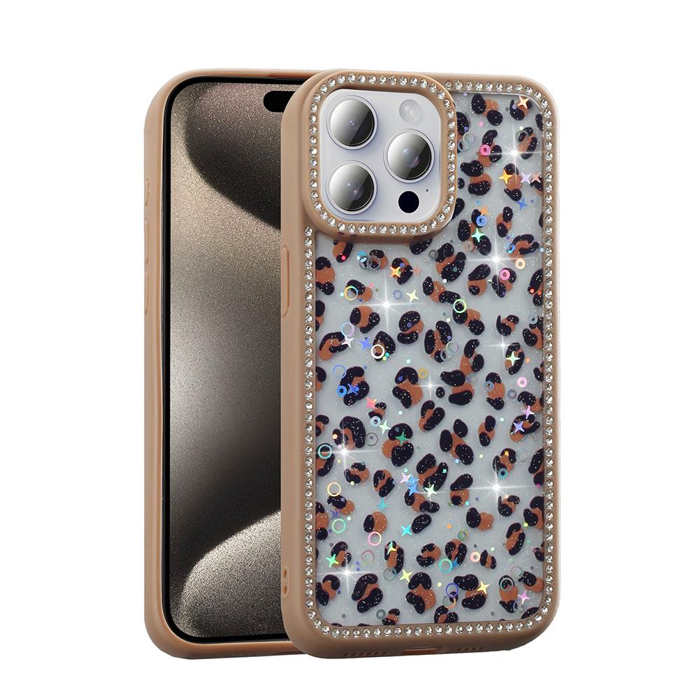 Apple iPhone 15 Pro Max Kılıf Taşlı ve Simli Tasarım Zore Azra Kapak