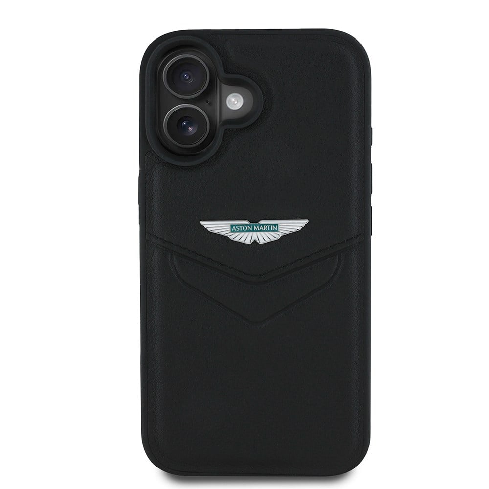 Apple iPhone 16 Kılıf Aston Martin Orjinal Lisanslı Victory Dizayn PU Deri Metal Logolu Kapak