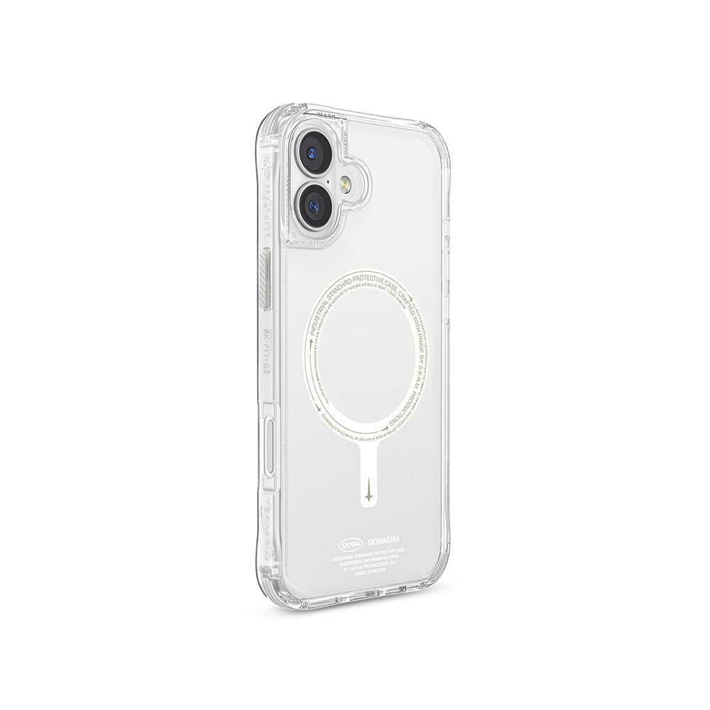 Apple iPhone 16 Kılıf M-safe Şarj Özellikli Şeffaf Airbag Tasarımlı Skinarma Saido Nightglow Kapak