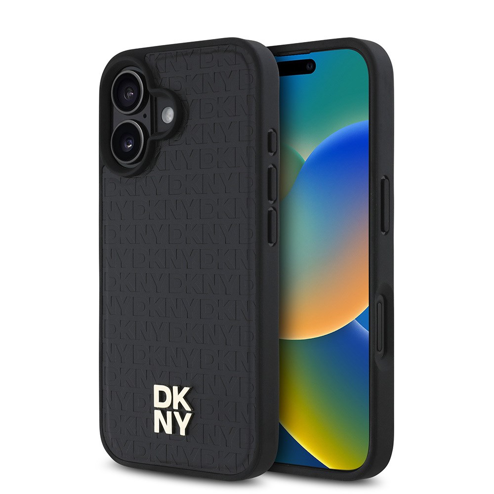 Apple iPhone 16 Plus Kılıf DKNY Orjinal Lisanslı M-safe Şarj Özellikli 3D Yazılı Repeat Pattern Kapak