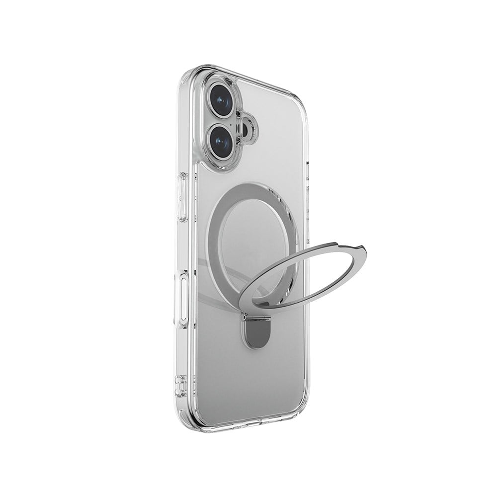 Apple iPhone 16 Plus Kılıf M-safe Şarj Özellikli Raptic Air Stand Serisi Buzlu Transparan Tasarımlı Standlı Kapak