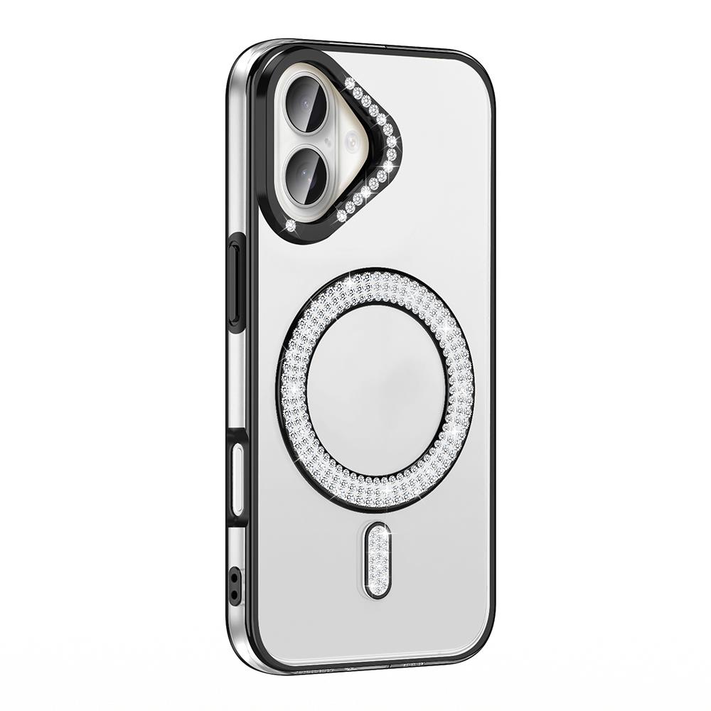Apple iPhone 16 Plus Kılıf Pırlanta Taş Tasarımlı Magsafe Şarj Özellikli Zore Karetta Silikon Kapak