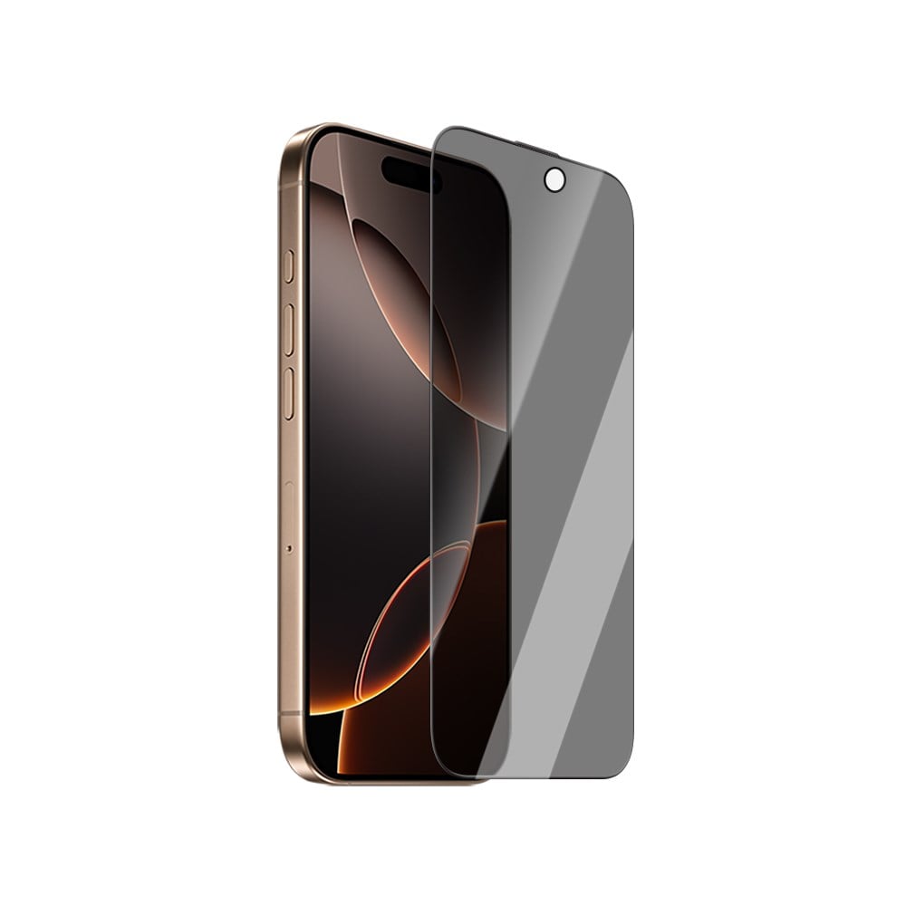 Apple iPhone 16 Pro CaseWorld Crystal Shadow Serisi Safir Coating 0.15mm 3D Privacy Temperli Cam Ekran Koruyucu