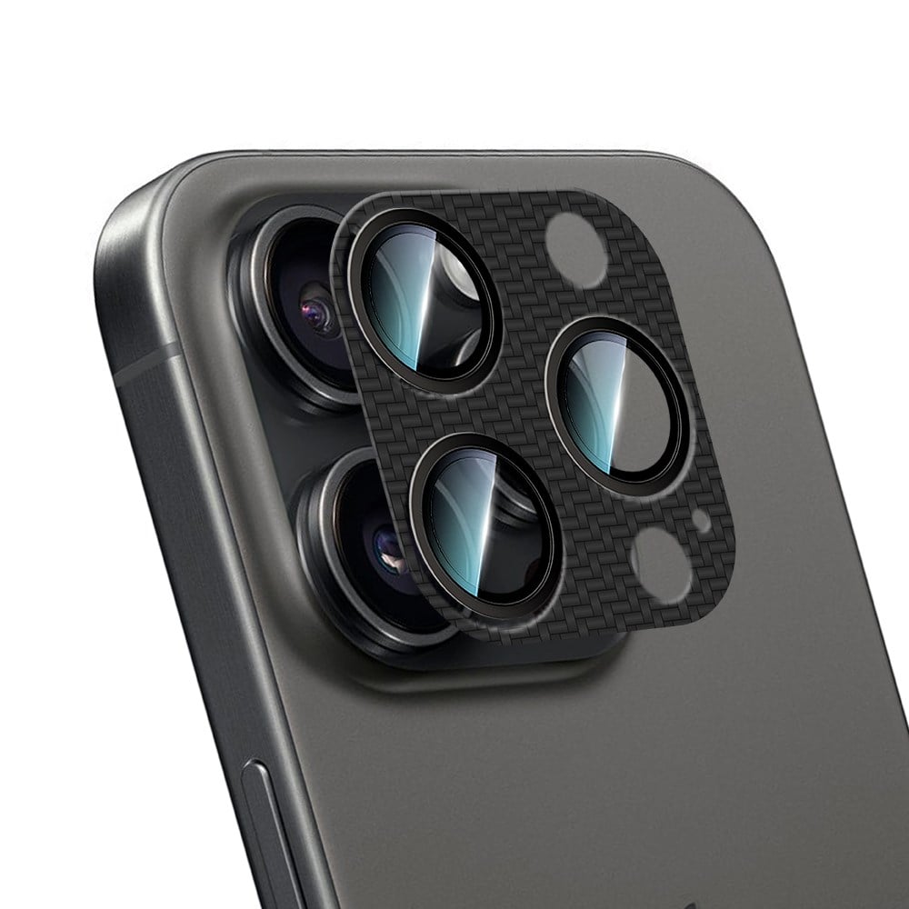 Apple iPhone 16 Pro CaseWorld Karbon Fiber Serisi Anti Reflective Ultra Clear Full Kamera Lens Koruyucu