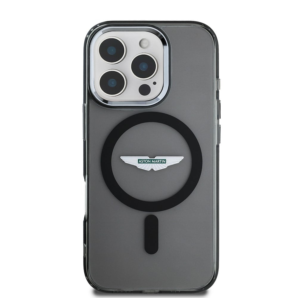 Apple iPhone 16 Pro Kılıf Aston Martin Orjinal Lisanslı M-safe Şarj Özellikli IML Baskı Logolu Buzlu Kapak