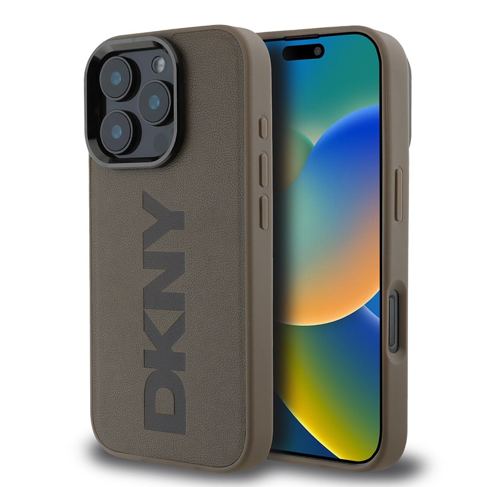 Apple iPhone 16 Pro Kılıf DKNY Orjinal Lisanslı M-safe Şarj Özellikli PU Deri Plain Kapak