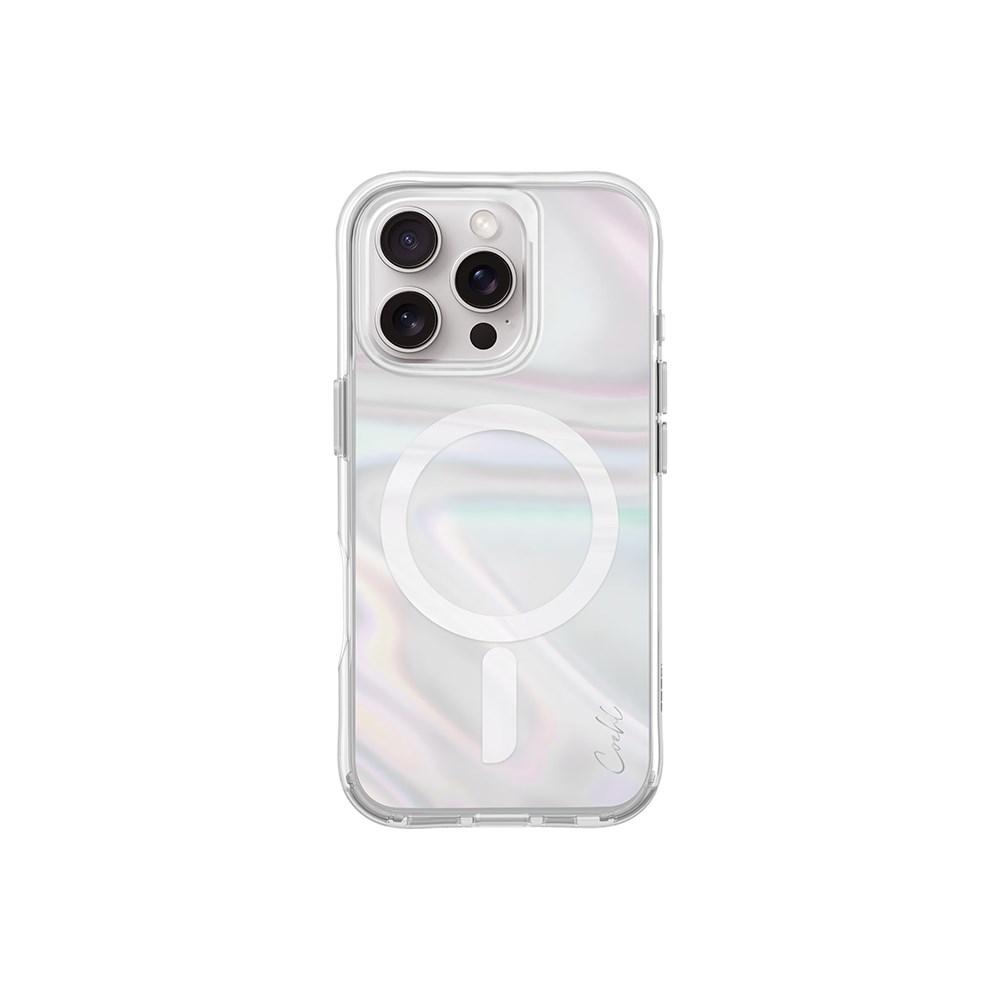 Apple iPhone 16 Pro Kılıf M-safe Şarj Özellikli Holografik Şeffaf Arka Yüzey Coehl Savon Kapak