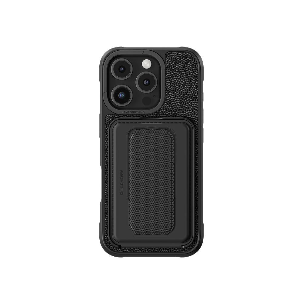 Apple iPhone 16 Pro Kılıf M-safe Şarj Özellikli Standlı Kartlıklı Set Amazingthing Glamour Luxe Serisi Kapak