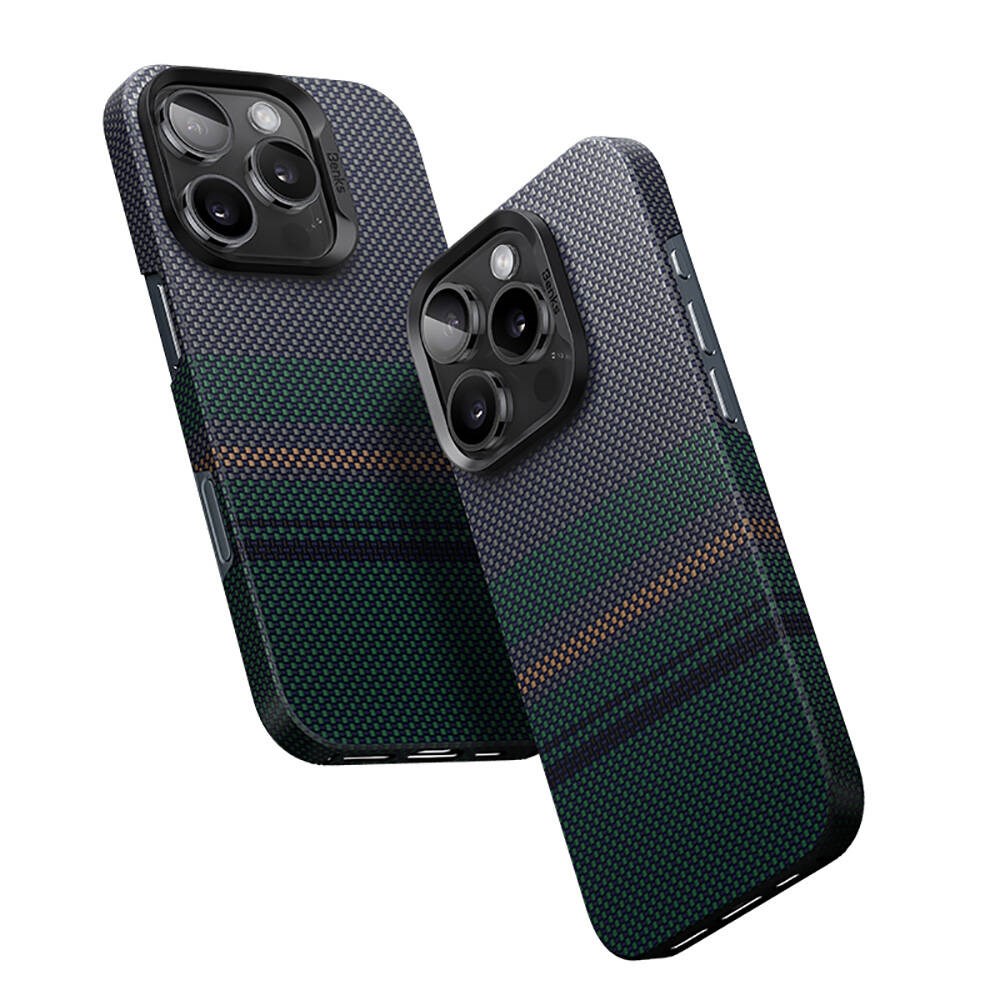Apple iPhone 16 Pro Kılıf M-safe Şarj Özellikli Karbon Fiber Tasarımlı Benks Aurora ArmorAir Kevlar Kapak