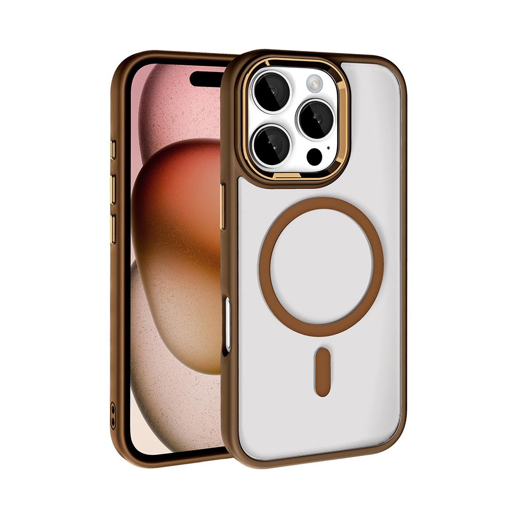 Apple iPhone 16 Pro Kılıf Wireless Şarj Özellikli Zore Krom Magsafe Silikon Kapak