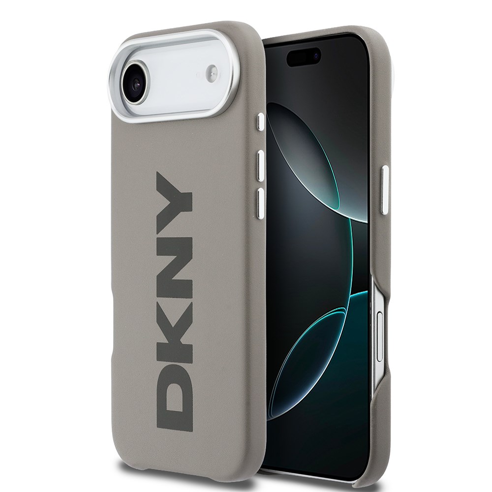 Apple iPhone 17 Air Kılıf DKNY Orjinal Lisanslı M-safe Şarj Özellikli PU Büyük Dikey Logolu Kapak