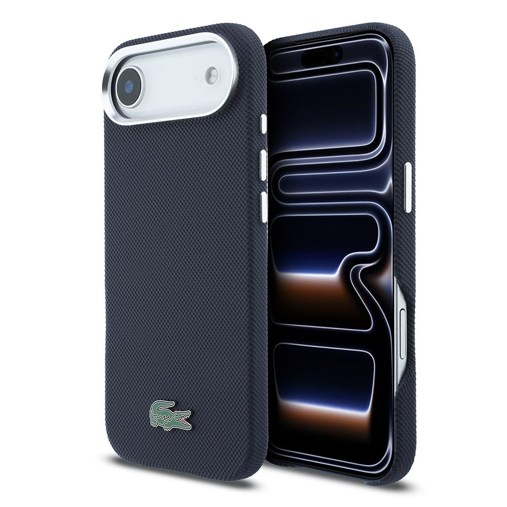 Apple iPhone 17 Air Kılıf Lacoste Orjinal Lisanslı M-Safe Şarj Özellikli PVC Pike Desenli Arka Yüzey İkonik Timsah Dokuma Logolu Kapak