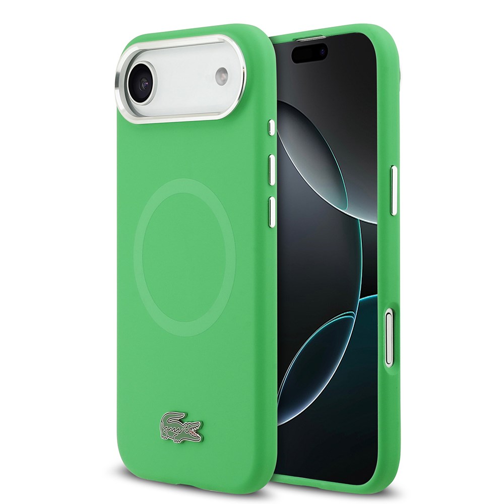 Apple iPhone 17 Air Kılıf Lacoste Orjinal Lisanslı M-safe Şarj Özellikli İkonik Logolu Metal Kamera Çerçeveli Silikon Kapak