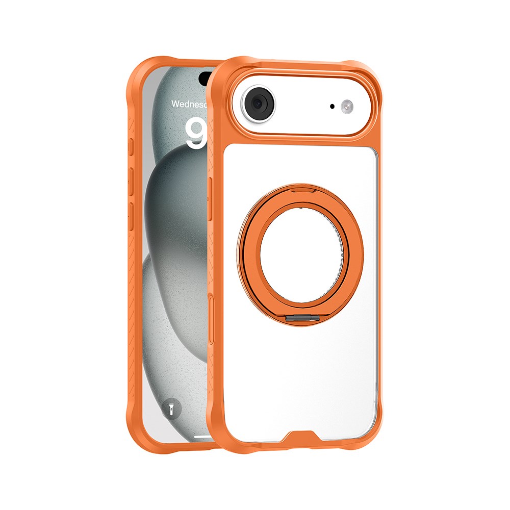 Apple iPhone 17 Air Kılıf M-safe Şarj Özellikli Parmak Ring Standlı Airbag Tasarımlı Mutural Obsidian Serisi Kapak