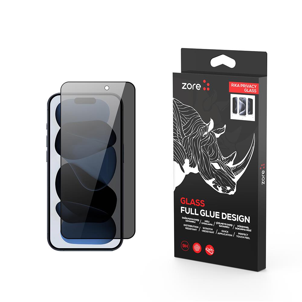 Apple iPhone 17 Air Zore Rika Premium Privacy Temperli Cam Ekran Koruyucu