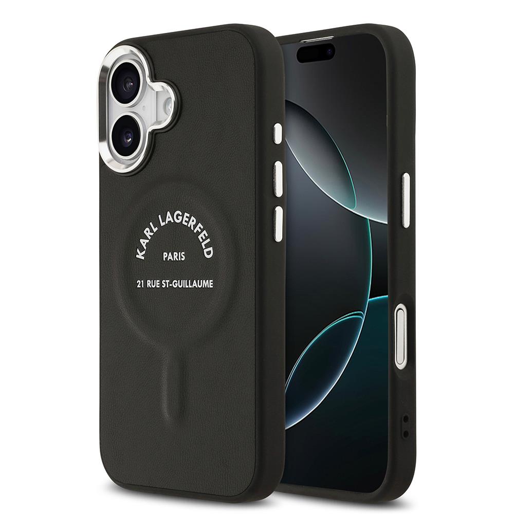 Apple iPhone 17 Kılıf Karl Lagerfeld Orjinal Lisanslı M-safe Şarj Özellikli Metal Kamera ve Buton Tasarımlı Paris RSG PU Deri Kapak