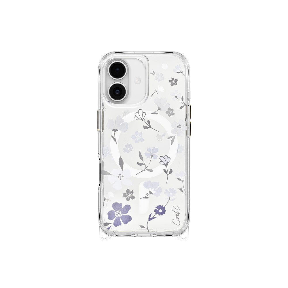 Apple iPhone 17 Kılıf M-safe Şarj Özellikli Şeffaf Arka Yüzey Çiçekli Coehl Amara Kapak