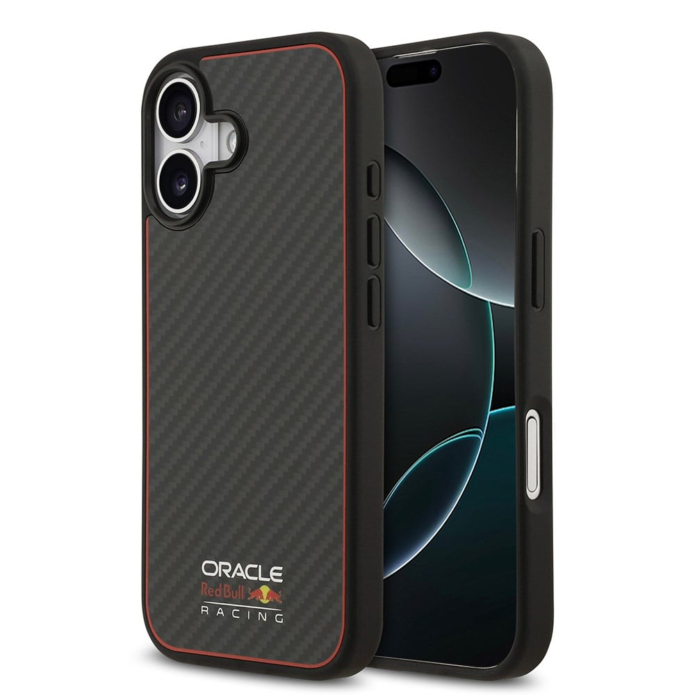 Apple iPhone 17 Kılıf Redbull Orjinal Lisanslı M-safe Şarj Özellikli Karbon Fiber Parlayan Logolu Kapak
