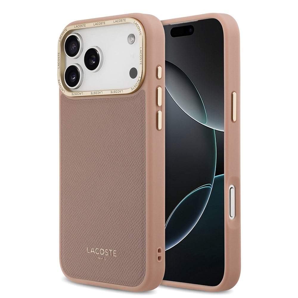 Apple iPhone 17 Pro Kılıf Lacoste Orjinal Lisanslı M-safe Şarj Özellikli Champs Elysees PU Deri Tasarımlı Kapak