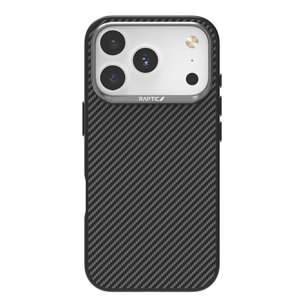 Apple iPhone 17 Pro Kılıf M-safe Şarj Özellikli 600D Metal Kamera Çerçeveli Raptic Aramid Karbon Fiber Serisi Kapak