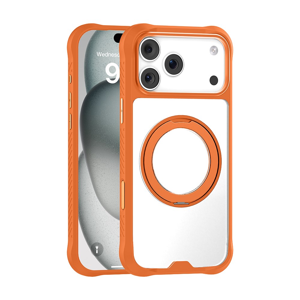 Apple iPhone 17 Pro Kılıf M-safe Şarj Özellikli Parmak Ring Standlı Airbag Tasarımlı Mutural Obsidian Serisi Kapak