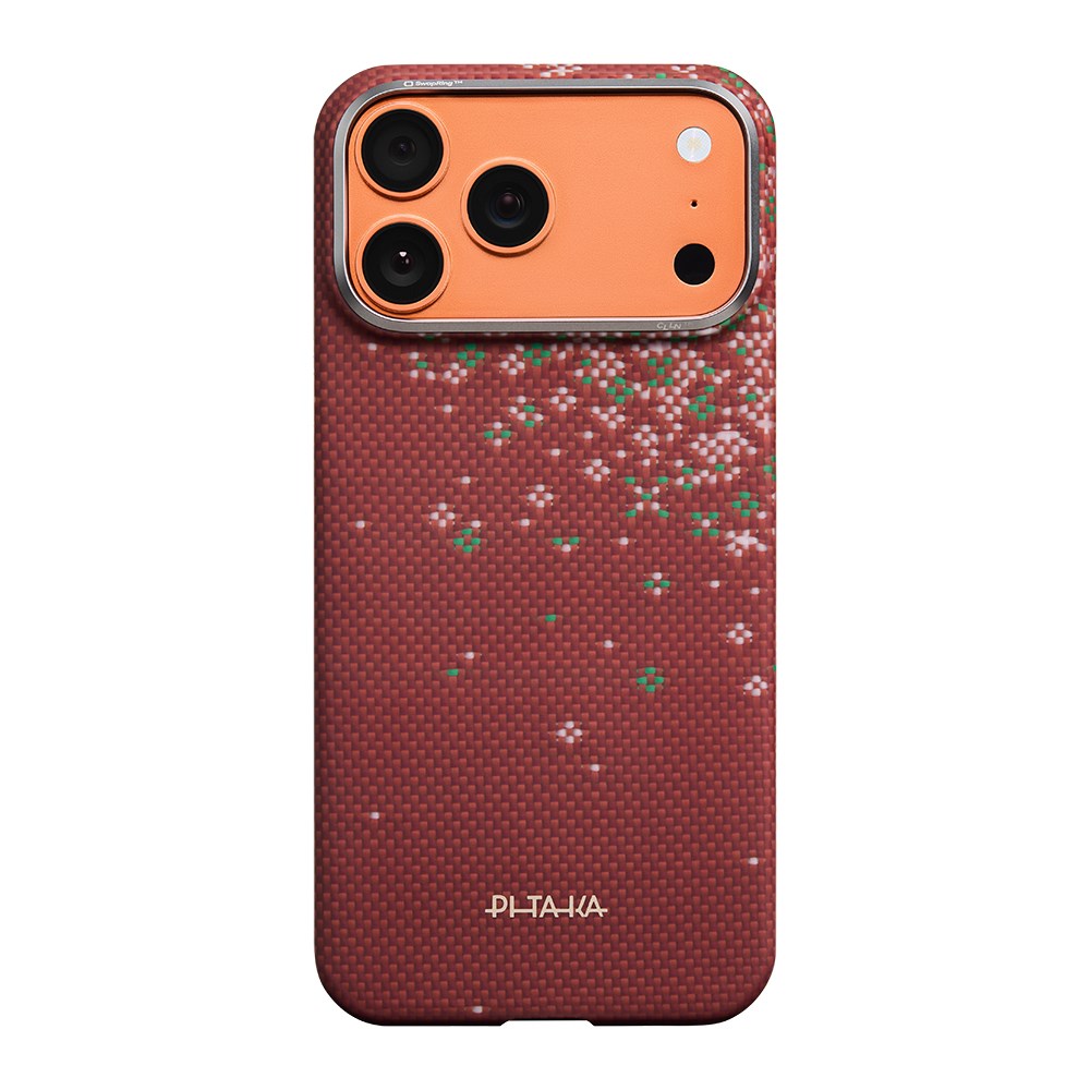 Apple iPhone 17 Pro Kılıf M-safe Şarj Özellikli Aramid Karbon Fiber Pitaka Sakura Hours Serisi Kapak