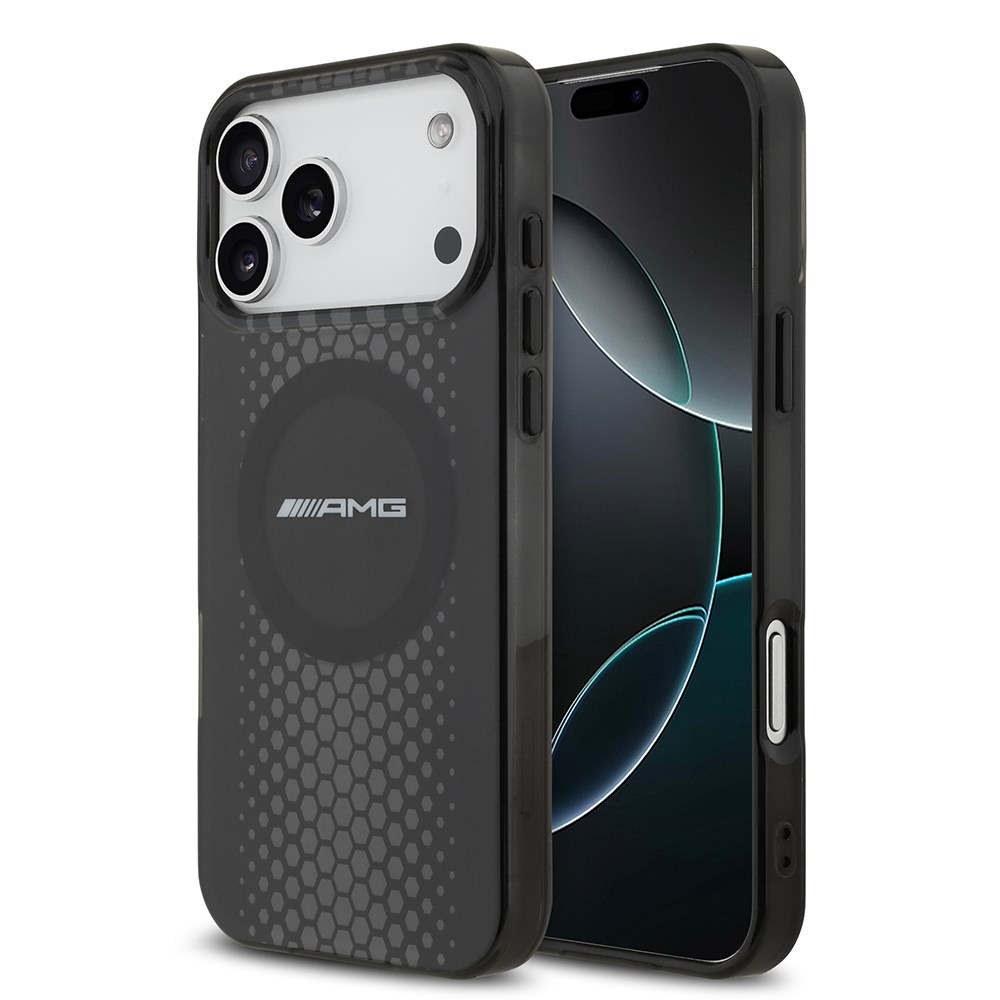 Apple iPhone 17 Pro Max Kılıf AMG Orjinal Lisanslı Çift Katmanlı Büyük Logolu Petek Desenli Kapak