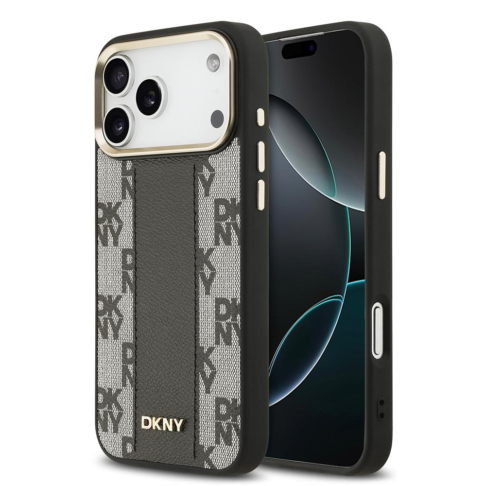 Apple iPhone 17 Pro Max Kılıf DKNY Orjinal Lisanslı M-safe Şarj Özellikli 3D Yazılı Checkered Pattern Kapak