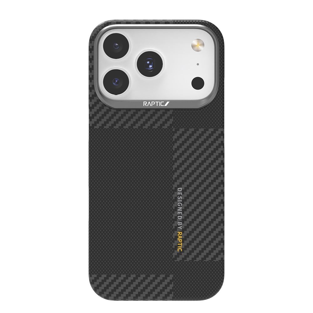 Apple iPhone 17 Pro Max Kılıf M-safe Şarj Özellikli 600D Metal Kamera Çerçeveli Raptic Aramid Karbon Fiber Geotik Serisi Kapak