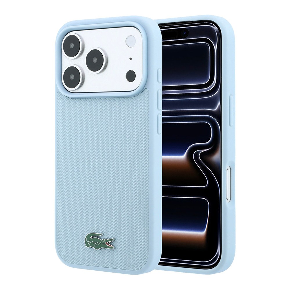 Apple iPhone 18 Pro Max Kılıf Lacoste Orjinal Lisanslı M-safe Şarj Özellikli PU Pike Desenli Metal Logolu Kapak
